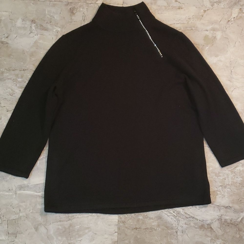 Luxe 360  Women's Mock/Rhinestone Neck Sweater.  Quarter Length Sleeves.…